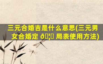 三元合婚吉是什么意思(三元男女合婚定 🦁 局表使用方法)